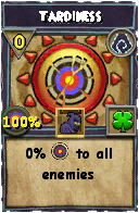 Wizard101 Shadow spell card: Tardiness, Spell ID 10098