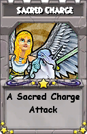 Wizard101 School 16 spell card: Sacred Charge, Spell ID 10099