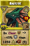 Wizard101 Myth spell card: Basilisk, Spell ID 10115