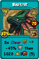 Wizard101 Myth spell card: Basilisk, Spell ID 10116