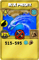 Wizard101 Ice spell card: Blue Phoenix, Spell ID 10117