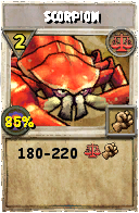 Wizard101 Balance spell card: Scorpion, Spell ID 10149