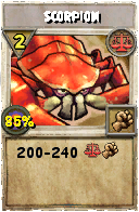 Wizard101 Balance spell card: Scorpion, Spell ID 10151