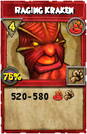 Wizard101 Fire spell card: Raging Kraken, Spell ID 10160