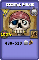 Wizard101 Death spell card: Skeletal Pirate, Spell ID 10163