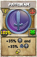 Wizard101 Balance spell card: Justiceblade, Spell ID 10167