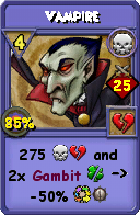 Wizard101 Death spell card: Vampire, Spell ID 10168