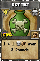 Wizard101 Death spell card: DOT Test, Spell ID 10171