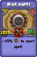 Wizard101 Balance spell card: Black Mantle, Spell ID 10180