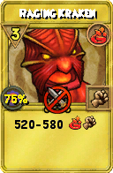 Wizard101 Fire spell card: Raging Kraken, Spell ID 10187
