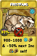 Wizard101 Ice spell card: Frostfang, Spell ID 10227