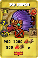 Wizard101 Fire spell card: Sun Serpent, Spell ID 10247