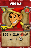 Wizard101 Fire spell card: Fire Elf, Spell ID 10256