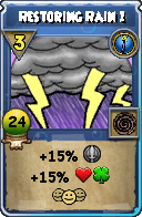 Wizard101 Cantrips spell card: Restoring Rain 1, Spell ID 10257