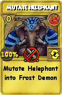 Wizard101 Fire spell card: Mutate Helephant, Spell ID 10272