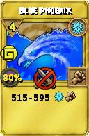 Wizard101 Ice spell card: Blue Phoenix, Spell ID 10282
