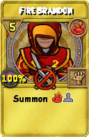 Wizard101 Fire spell card: Fire Brandon, Spell ID 10310