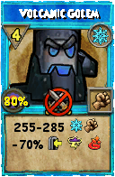 Wizard101 Ice spell card: Volcanic Golem, Spell ID 10311