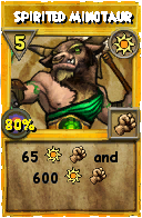 Wizard101 Sun spell card: Spirited Minotaur, Spell ID 10326