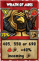 Wizard101 Fire spell card: Wrath of Ares, Spell ID 10328