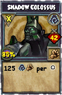 Wizard101 Shadow spell card: Shadow Colossus, Spell ID 10336