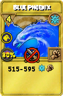 Wizard101 Ice spell card: Blue Phoenix, Spell ID 10351