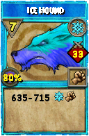 Wizard101 Ice spell card: Ice Hound, Spell ID 10356