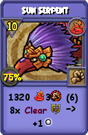 Wizard101 Fire spell card: Sun Serpent, Spell ID 10357
