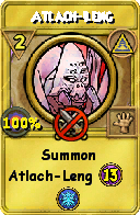 Wizard101 Myth spell card: Atlach-Leng, Spell ID 10362
