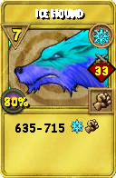 Wizard101 Ice spell card: Ice Hound, Spell ID 10365