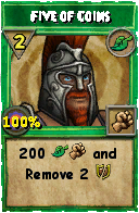 Wizard101 Life spell card: Five of Coins, Spell ID 10412