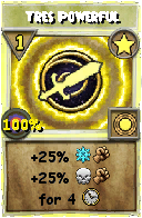 Wizard101 Star spell card: Tres Powerful, Spell ID 10421