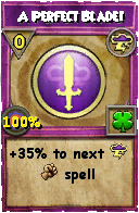 Wizard101 Storm spell card: A Perfect Blade!, Spell ID 10427