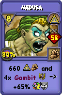Wizard101 Myth spell card: Medusa, Spell ID 10451