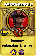 Wizard101 Myth spell card: Valencian Duelist, Spell ID 10456
