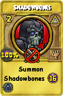 Wizard101 Myth spell card: Shadowbones, Spell ID 10464
