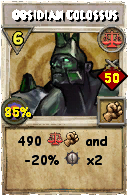 Wizard101 Balance spell card: Obsidian Colossus, Spell ID 10477