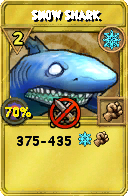 Wizard101 Ice spell card: Snow Shark, Spell ID 10481