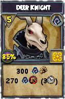 Wizard101 Shadow spell card: Deer Knight, Spell ID 10499