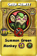 Wizard101 Myth spell card: Green Monkey, Spell ID 10500