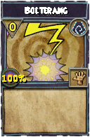 Wizard101 Shadow spell card: Bolterang, Spell ID 10511