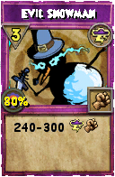 Wizard101 Storm spell card: Evil Snowman, Spell ID 10512
