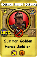 Wizard101 Myth spell card: Golden Horde Soldier, Spell ID 10523