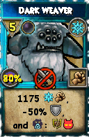 Wizard101 Ice spell card: Dark Weaver, Spell ID 10525