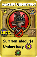Wizard101 Myth spell card: MacLife Understudy, Spell ID 10576