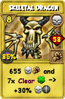 Wizard101 Death spell card: Skeletal Dragon, Spell ID 10578