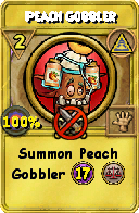 Wizard101 Myth spell card: Peach Gobbler, Spell ID 10582