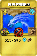 Wizard101 Ice spell card: Blue Phoenix, Spell ID 10593