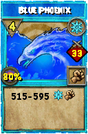 Wizard101 Ice spell card: Blue Phoenix, Spell ID 10594