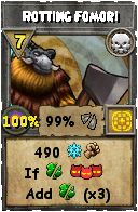 Wizard101 Death spell card: Rotting Fomori, Spell ID 10606